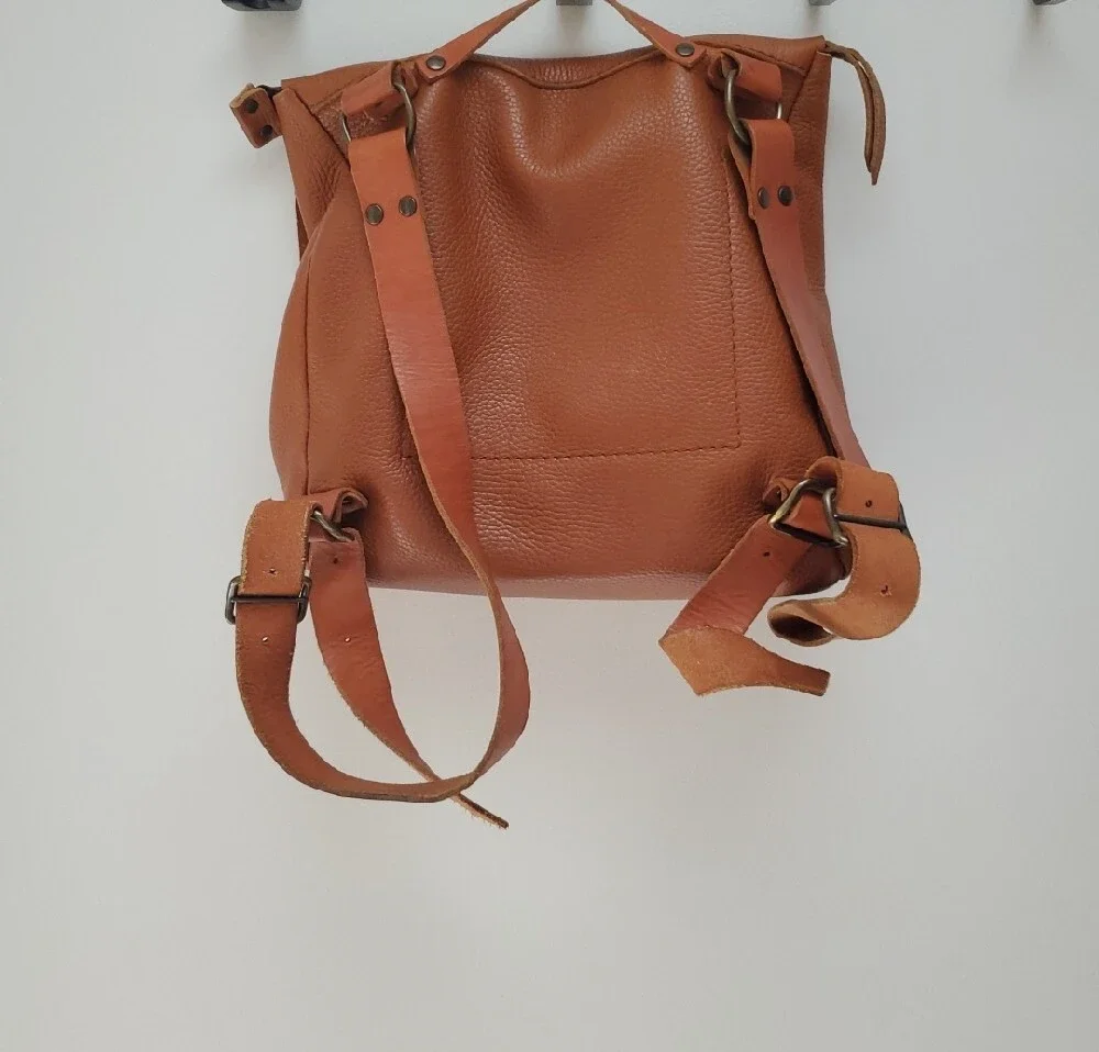 Classic Brown Leather Women's Backpack